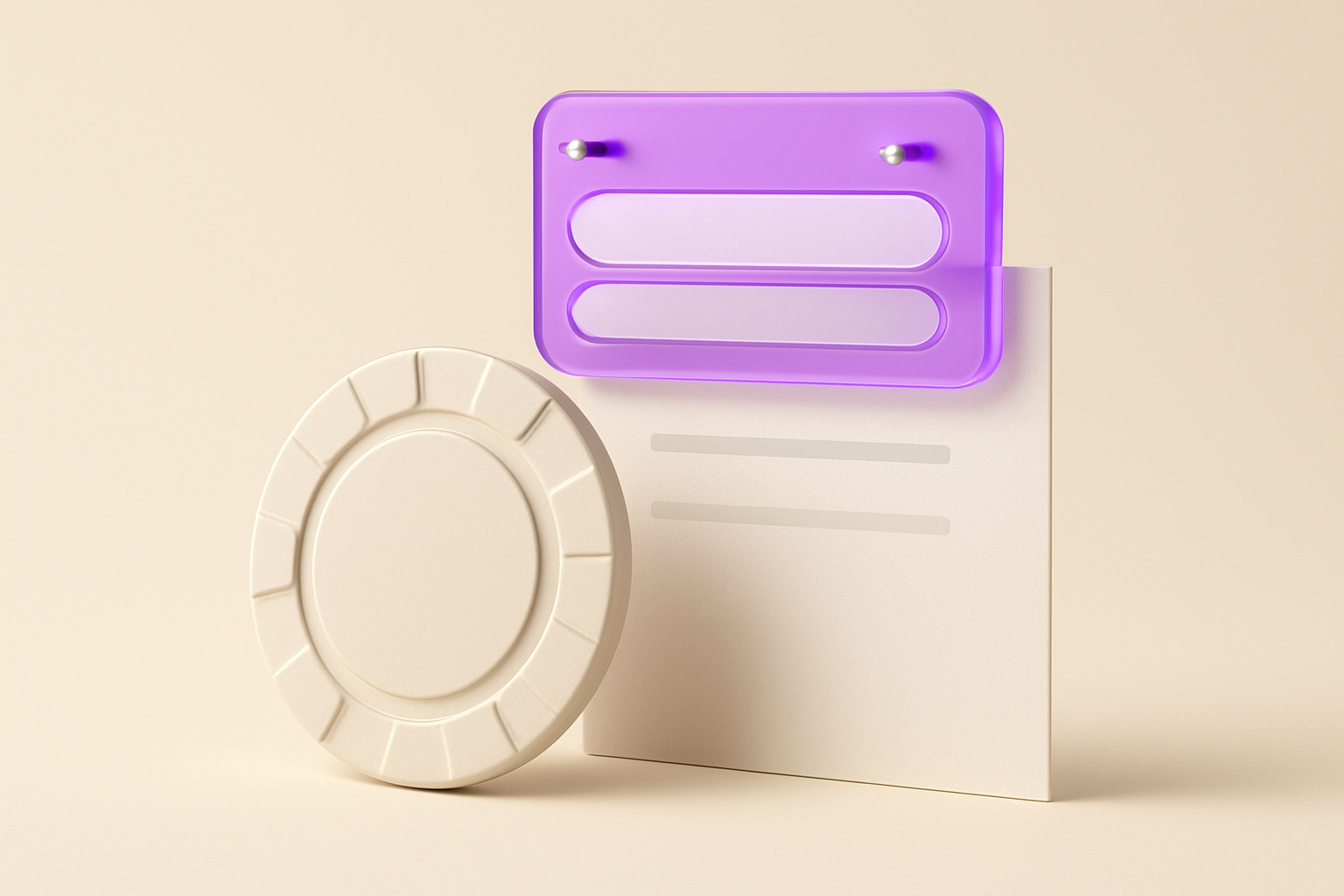 Magnifying lens examining a casino chip and a plain legal document