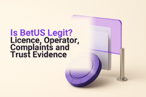 Casino chip and regulatory document examined through a magnifying lens