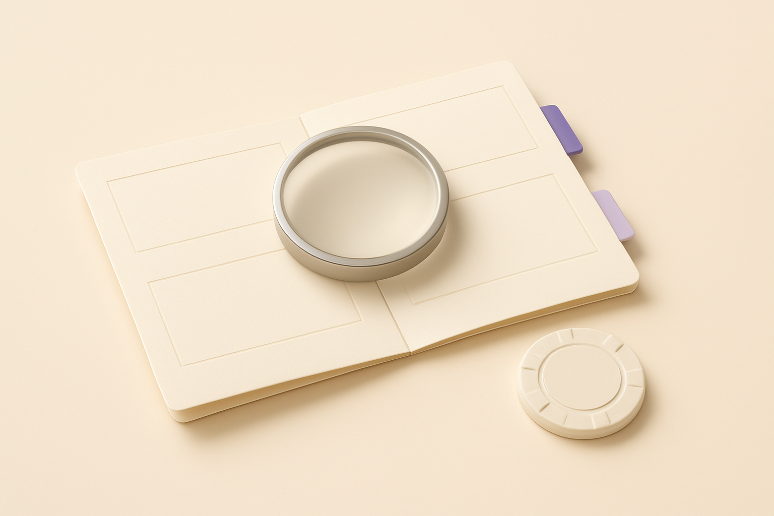 Three matching legal document folders with conflicting age and location tabs under a magnifying lens