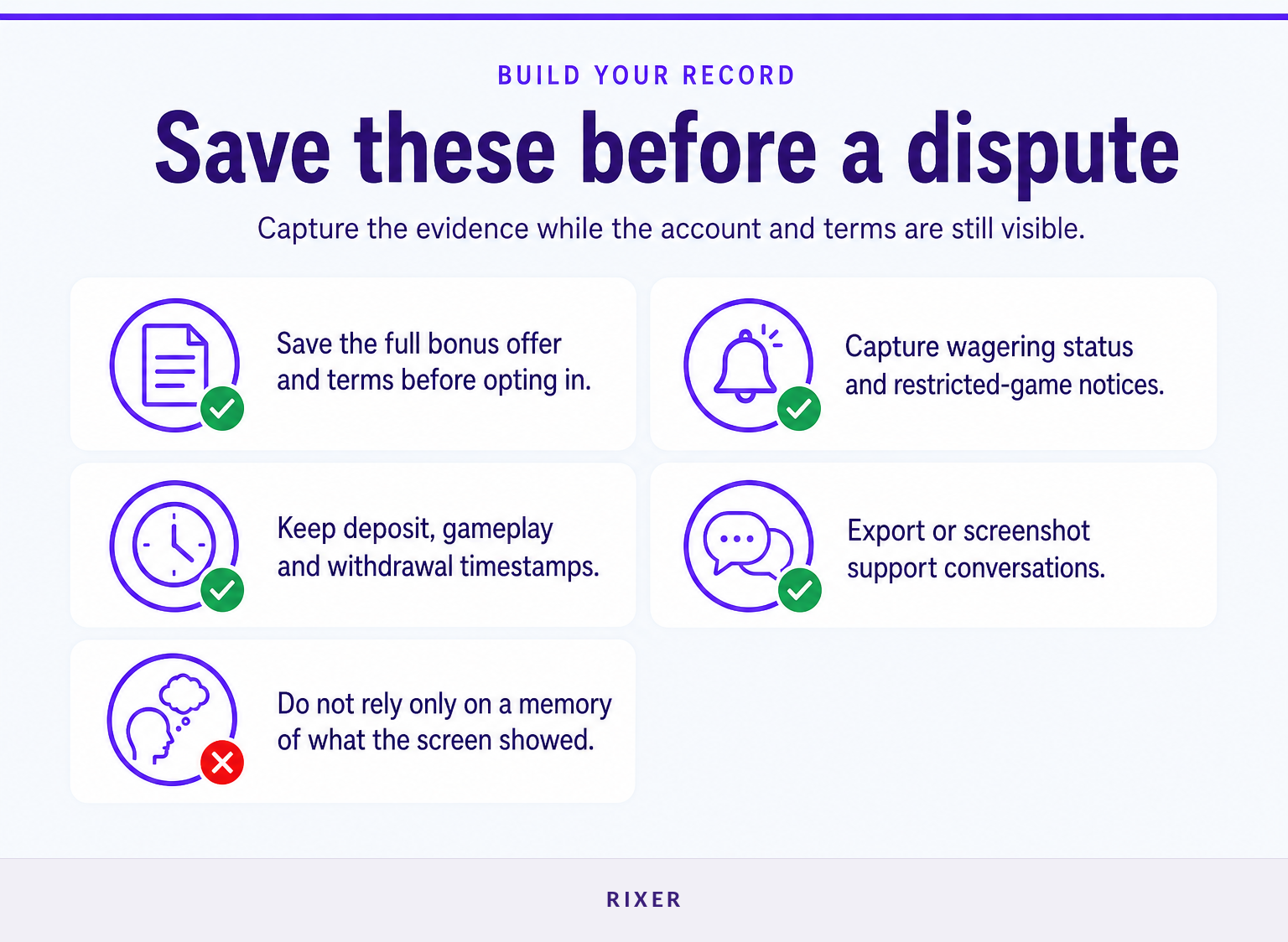 Checklist of records to save before disputing a casino withdrawal