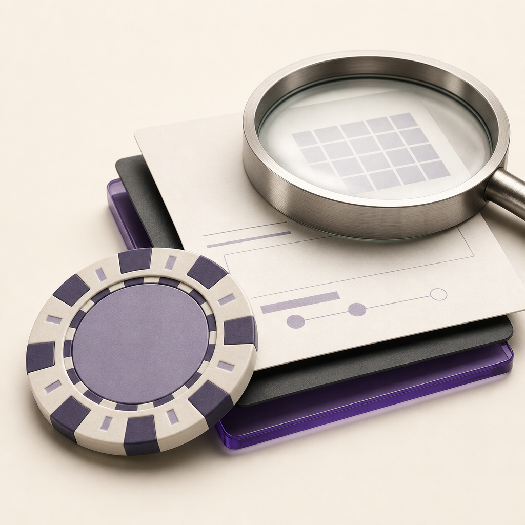 Anonymous complaint cards and a casino chip examined with a magnifying lens