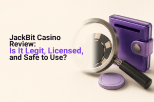 Casino chip and digital token beside a document under an inspection lens