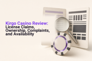 Casino chip under an inspection lens beside two conflicting regulatory documents