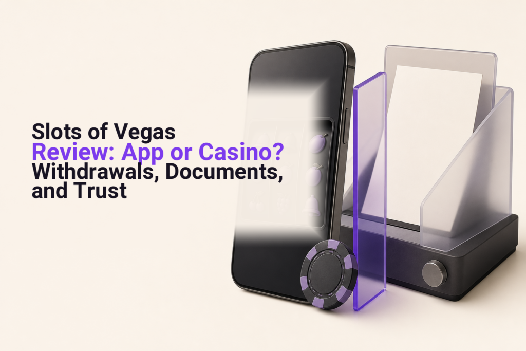 Casino chip beside a document scanner and a smartphone with a text-free slot interface