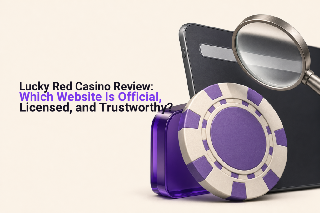 Casino chip and magnifying lens examining a browser address bar